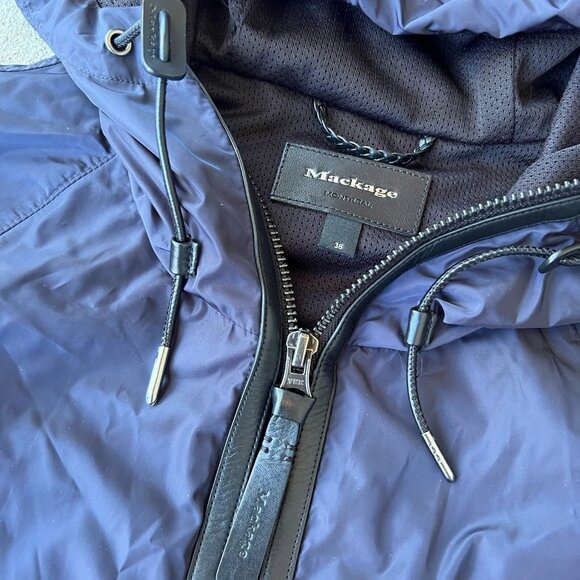 Mackage Men’s Hooded Lightweight Nylon Zip Jacket Navy Blue Size 38 M - Picture 2 of 7